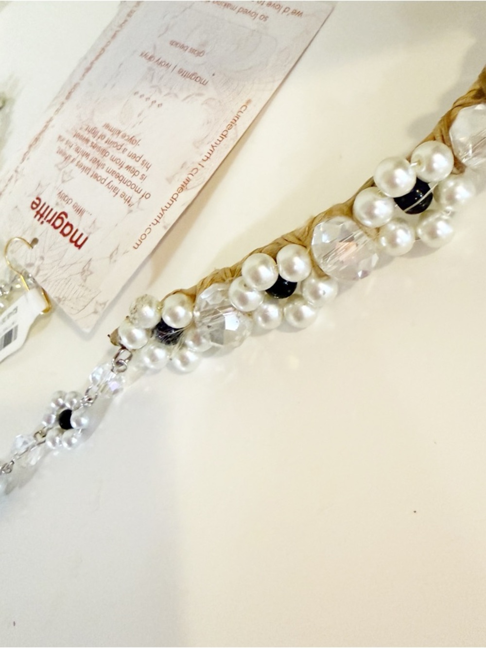 Free People x Curried Myrrh Magritte Pearl Maisie Dangle Beaded Headband NEW - Picture 6 of 8